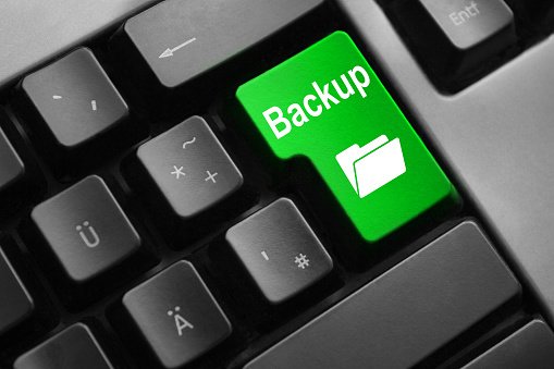 grey keyboard green button digital backup folder