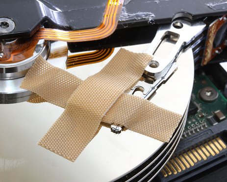 hard disk failure with a band-aid over disks
