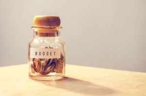 Coins in a budget jar